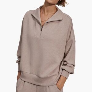 VARLEY DOUBLESOFT TAUPE HALF ZIP